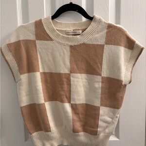 Anthropologie Moon & Madison Sleeveless Checkered Sweater